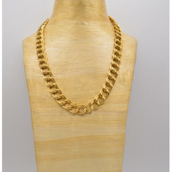 Givenchy Vintage Chunky Chain Necklace Heavy Double Linked Gold Signed 80s BinG - Picture 1 of 12